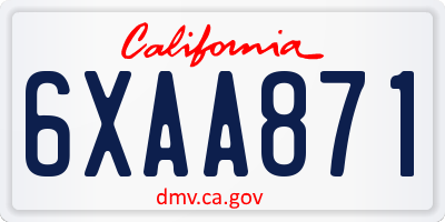 CA license plate 6XAA871