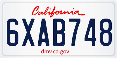 CA license plate 6XAB748