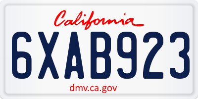 CA license plate 6XAB923
