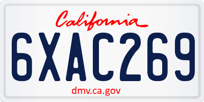 CA license plate 6XAC269