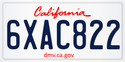 CA license plate 6XAC822