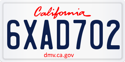 CA license plate 6XAD702