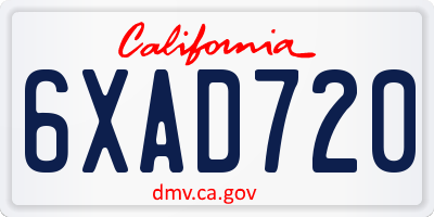 CA license plate 6XAD720
