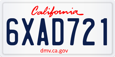CA license plate 6XAD721