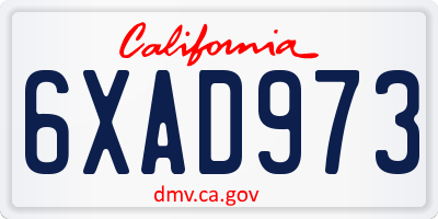 CA license plate 6XAD973