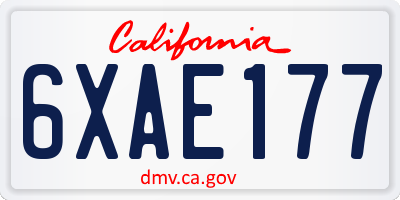 CA license plate 6XAE177