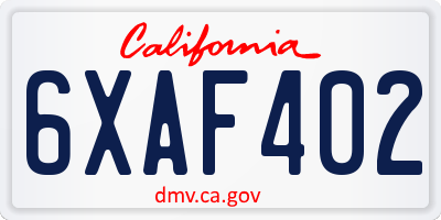 CA license plate 6XAF402