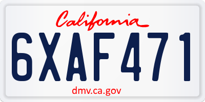 CA license plate 6XAF471