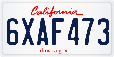 CA license plate 6XAF473