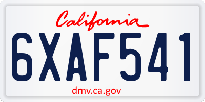 CA license plate 6XAF541