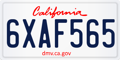 CA license plate 6XAF565