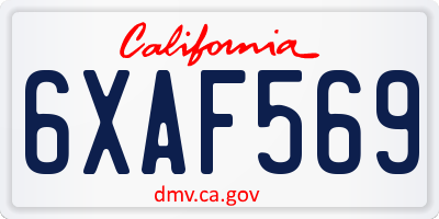 CA license plate 6XAF569