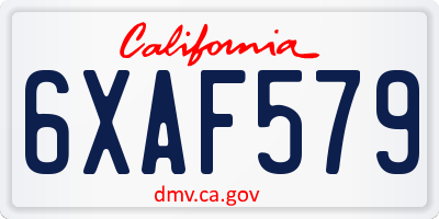 CA license plate 6XAF579