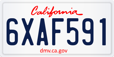 CA license plate 6XAF591