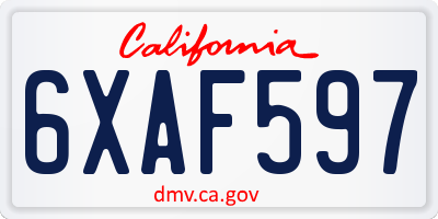 CA license plate 6XAF597