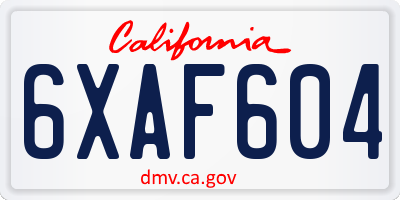 CA license plate 6XAF604