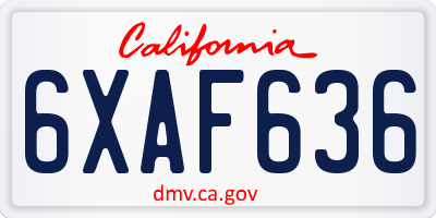 CA license plate 6XAF636