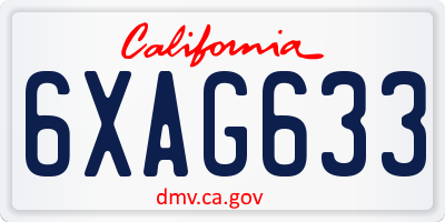 CA license plate 6XAG633
