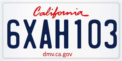 CA license plate 6XAH103