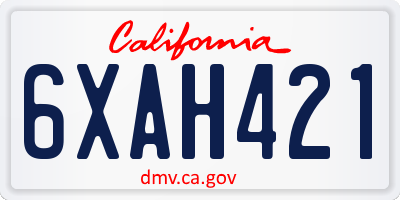 CA license plate 6XAH421