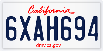 CA license plate 6XAH694