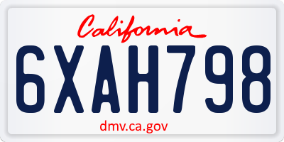 CA license plate 6XAH798