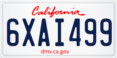CA license plate 6XAI499