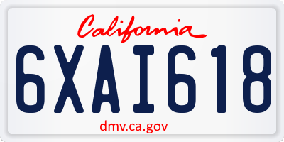 CA license plate 6XAI618