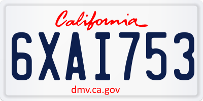 CA license plate 6XAI753