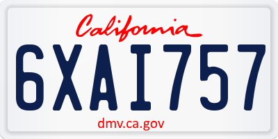 CA license plate 6XAI757