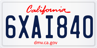 CA license plate 6XAI840