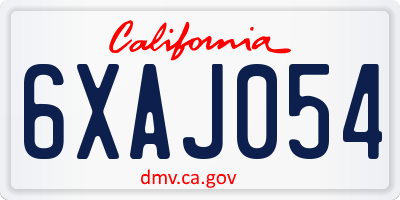 CA license plate 6XAJ054