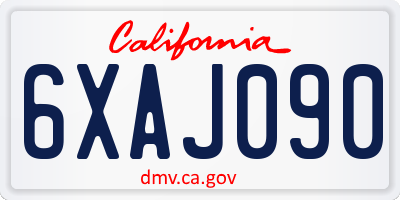 CA license plate 6XAJ090