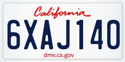 CA license plate 6XAJ140