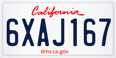 CA license plate 6XAJ167