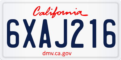 CA license plate 6XAJ216