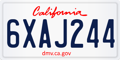 CA license plate 6XAJ244