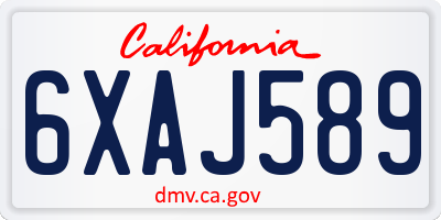 CA license plate 6XAJ589