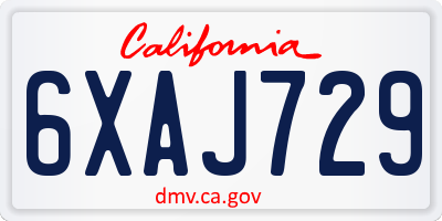CA license plate 6XAJ729