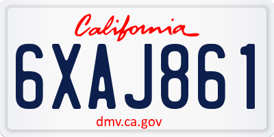 CA license plate 6XAJ861
