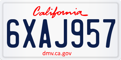 CA license plate 6XAJ957