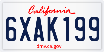 CA license plate 6XAK199