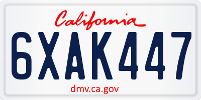 CA license plate 6XAK447
