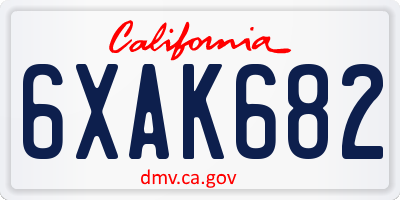 CA license plate 6XAK682