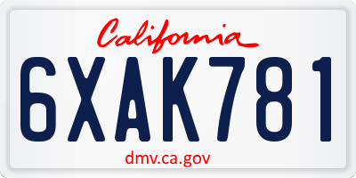 CA license plate 6XAK781