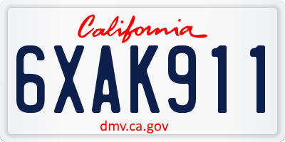 CA license plate 6XAK911