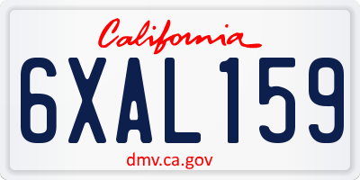 CA license plate 6XAL159