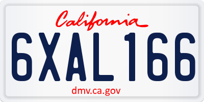CA license plate 6XAL166