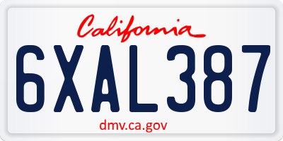CA license plate 6XAL387