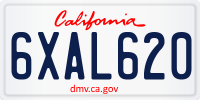 CA license plate 6XAL620